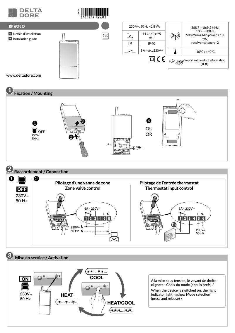 Image de la première page du manuel de l'appareil Tybox RF 6050