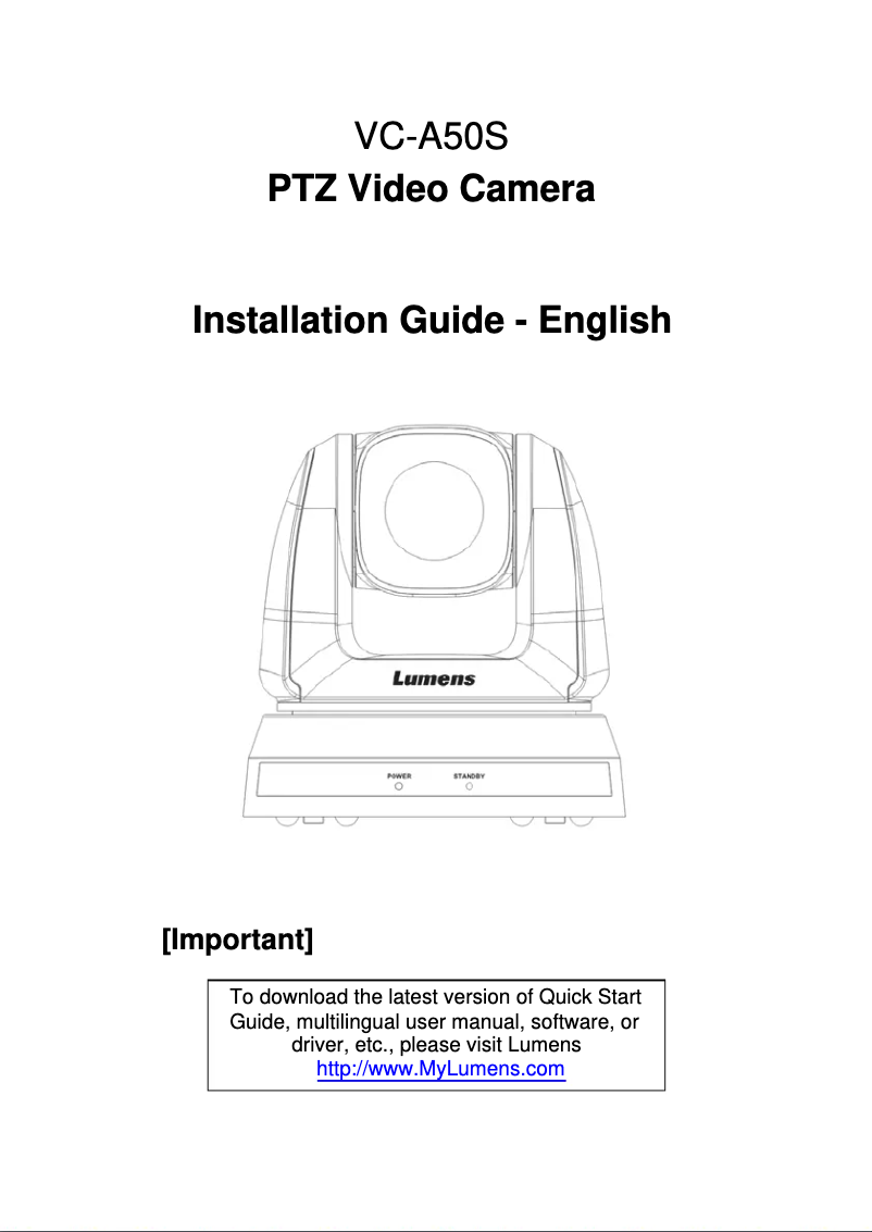 Page n°1 - Manuel utilisateur Lumens VC-A50S