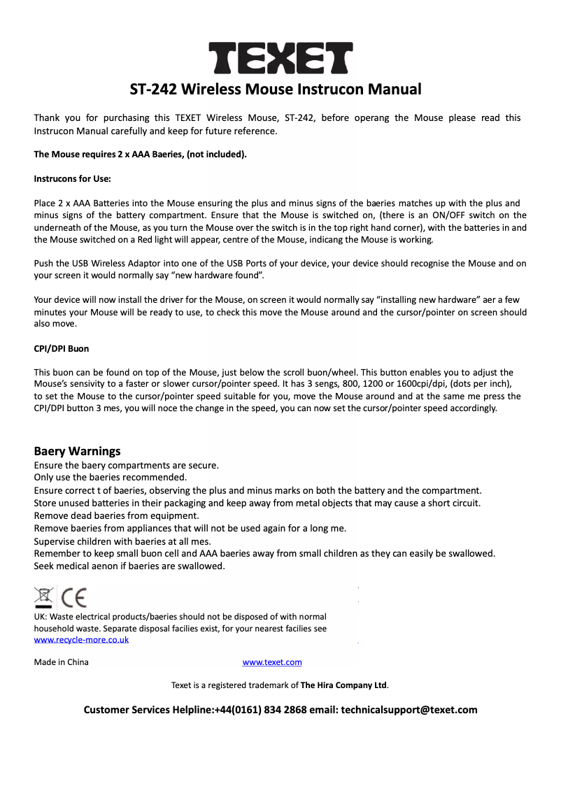 Página 1 del manual Manual de usuario Texet ST-242