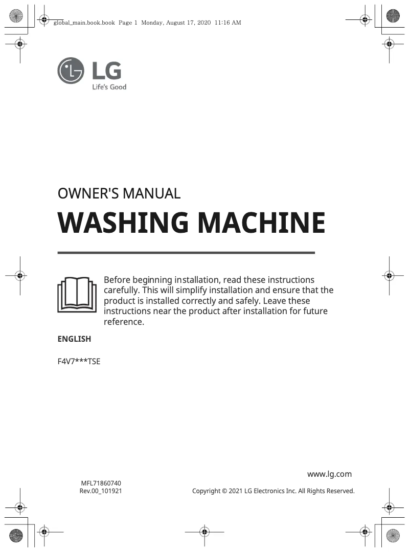 Page n°1 - Manuel utilisateur LG F4V710WTSE