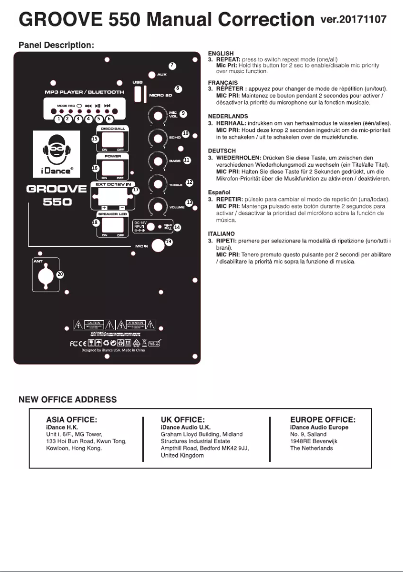 Image de la première page du manuel de l'appareil Groove 550
