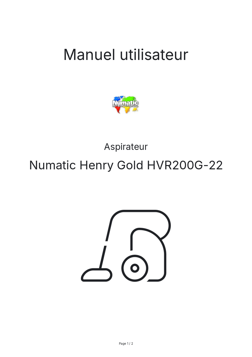 Image de la première page du manuel de l'appareil Henry Gold HVR200G-22
