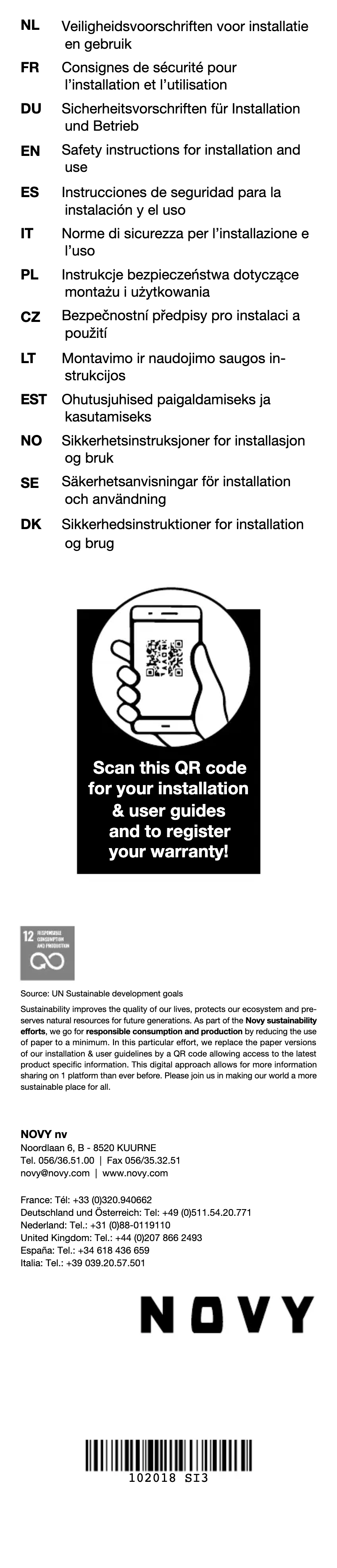 Página 1 del manual Instrucciones de seguridad Novy Pure'line 6846