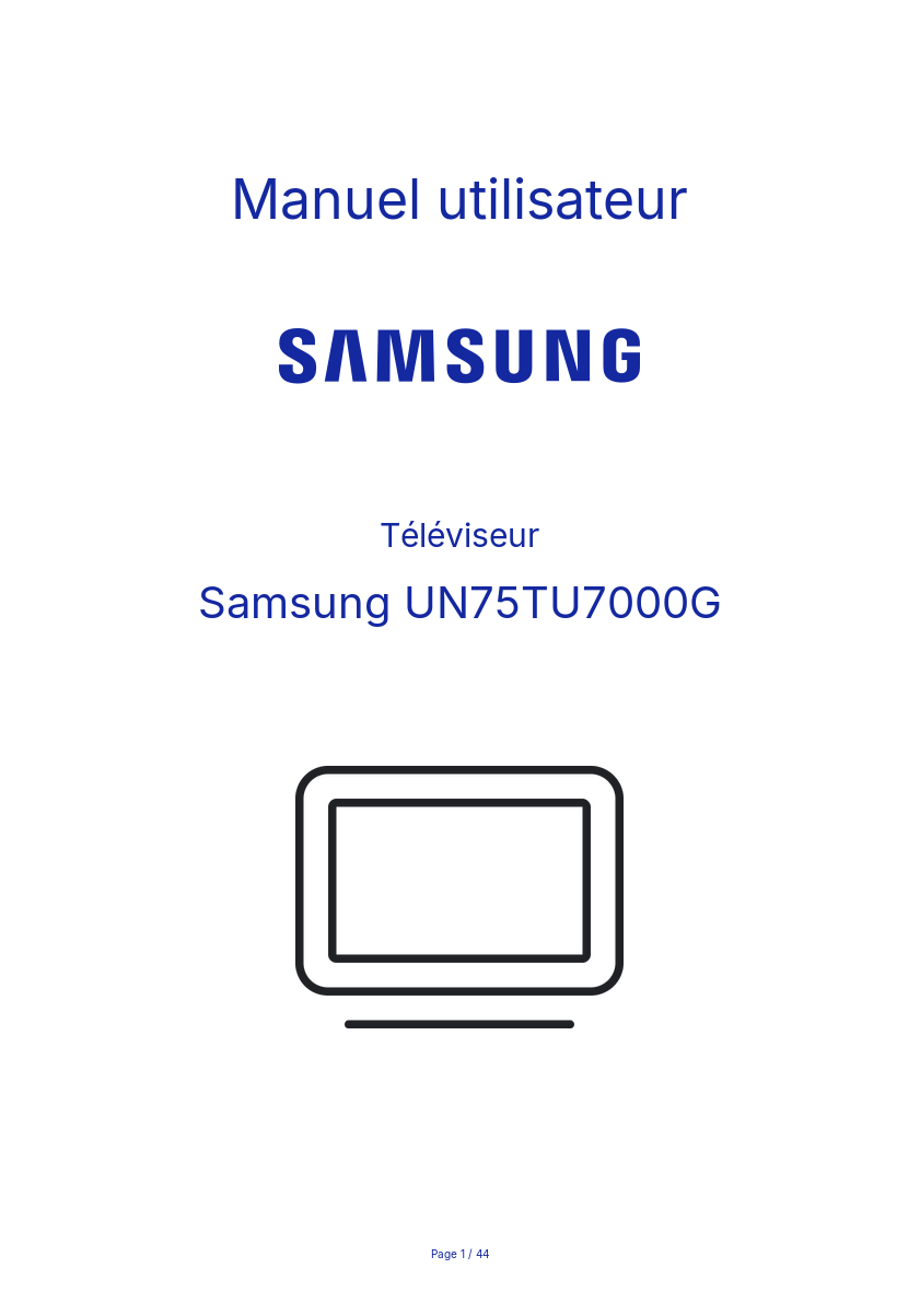 Page n°1 - Manuel utilisateur Samsung UN75TU7000G