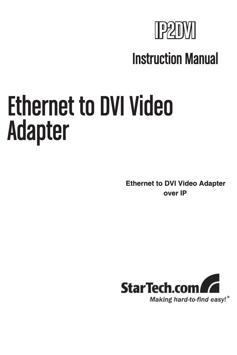 Page 1 de la notice Manuel utilisateur StarTech.com IP2DVI