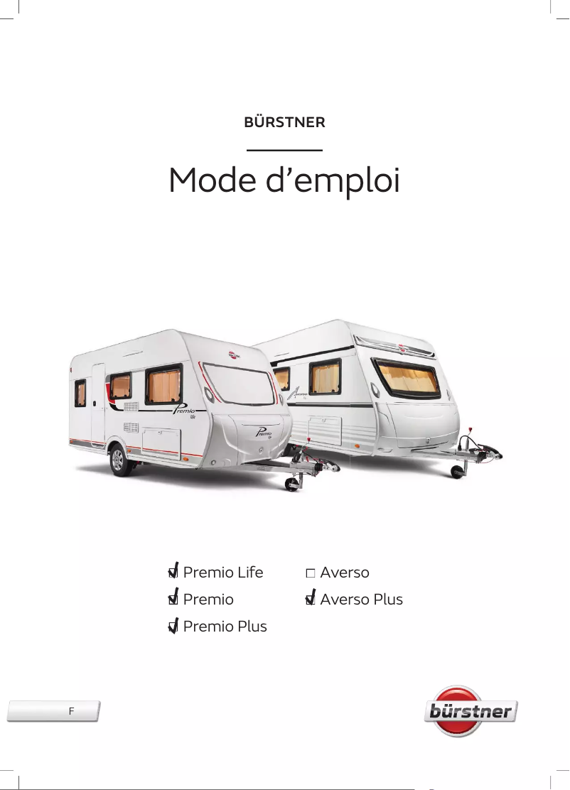 Page 1 de la notice Manuel utilisateur Bürstner Premio Plus (2023)