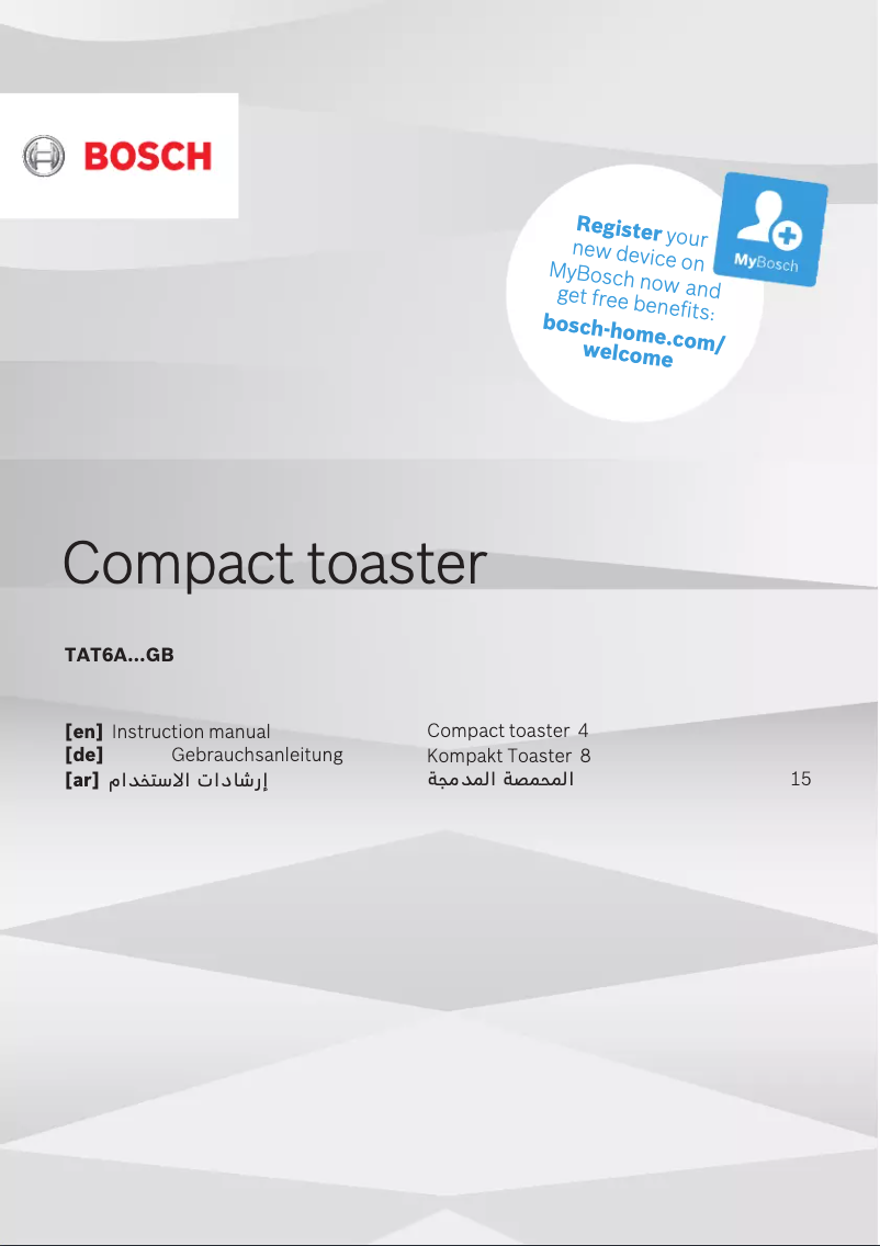 Page 1 of the manual User Manual Bosch TAT6A111GB