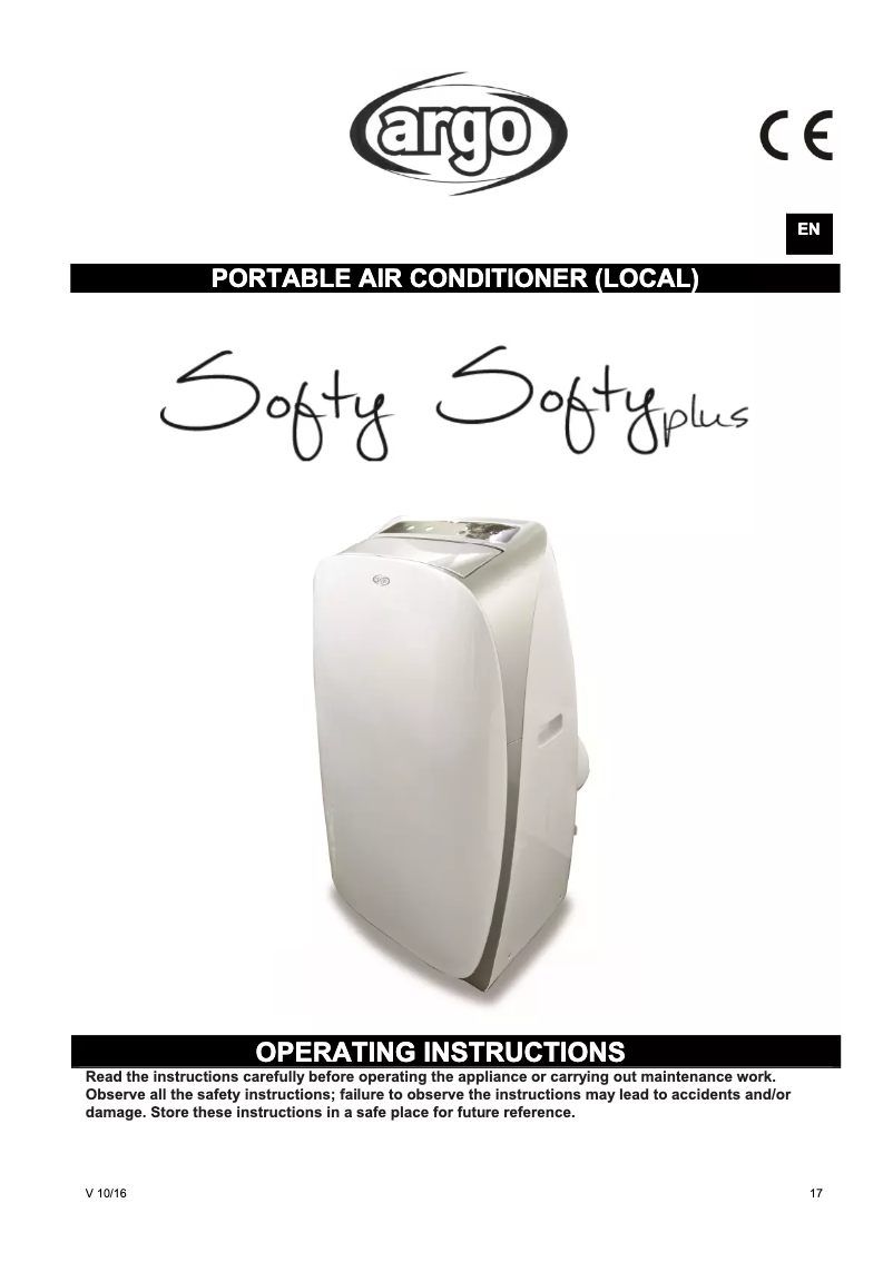 Page 1 de la notice Manuel utilisateur Argoclima Softy