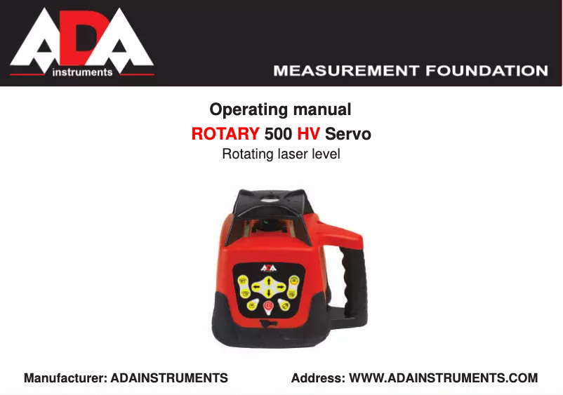 Page n°1 - Manuel utilisateur ADA Rotary 500 HV Servo