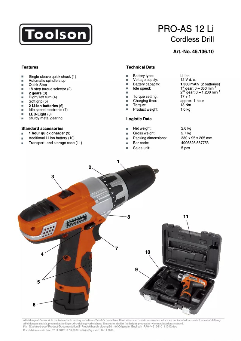 Image de la première page du manuel de l'appareil PRO-AS 12 Li