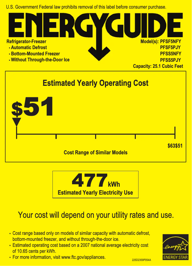 Página 1 del manual Etiqueta energética GE PFSS5PJYSS