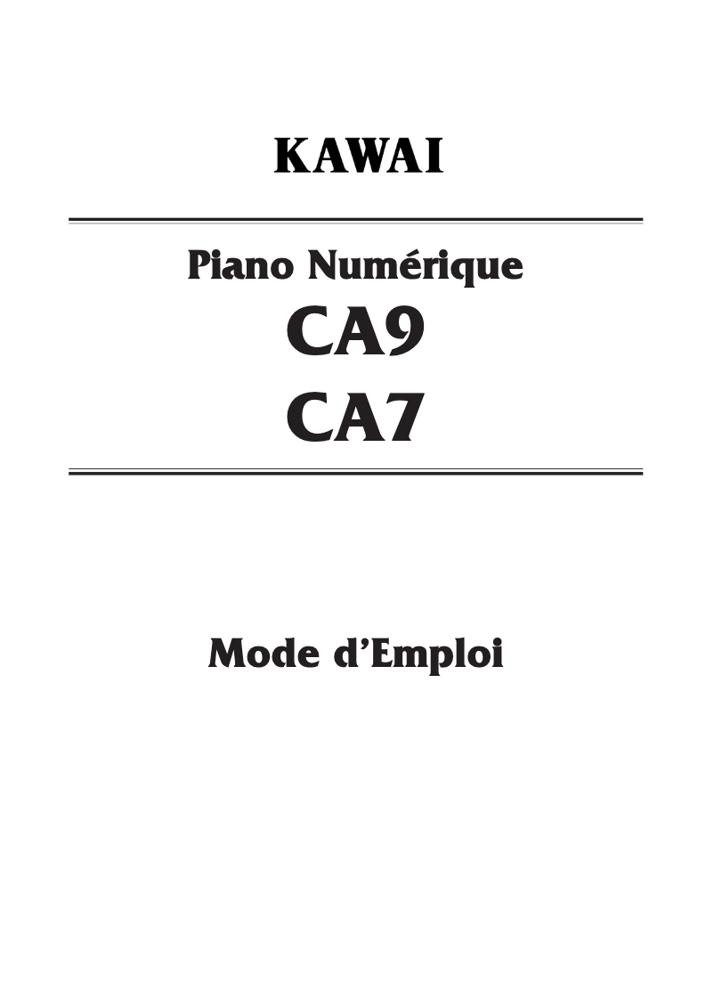Page n°1 - Manuel utilisateur Kawai CA9