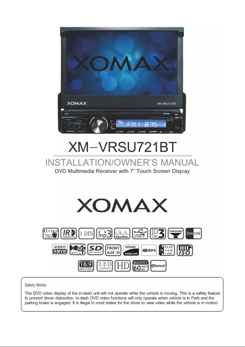 Page 1 de la notice Manuel utilisateur Xomax XM-VRSU721BT