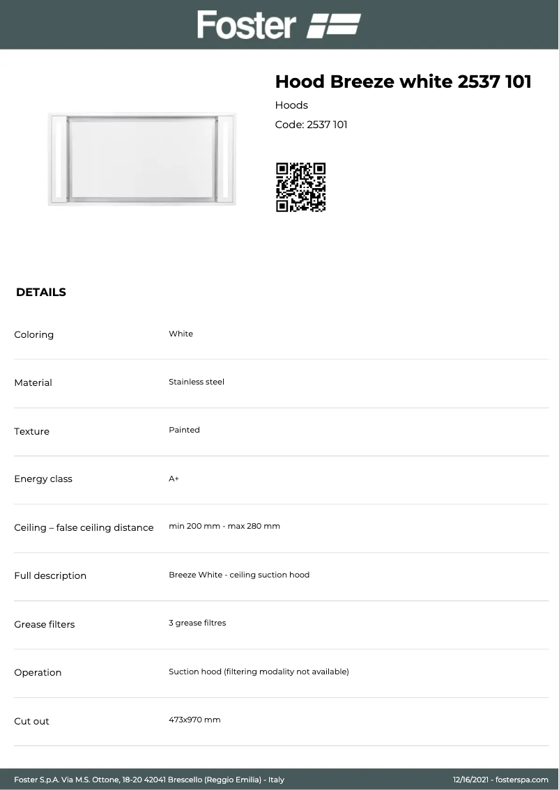 Page n°1 - Manuel utilisateur Foster Breeze 2537 101