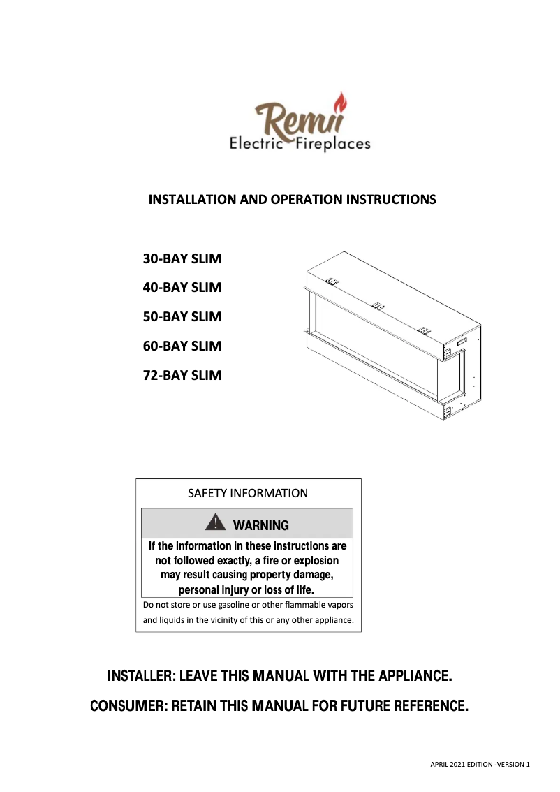 Page n°1 - Instructions / montage Remii 40-BAY-SLIM