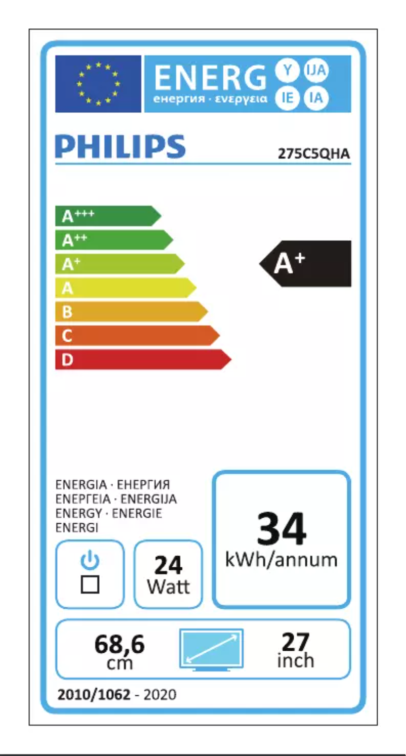 Page n°1 - Label énergétique Philips Brilliance 275C5QHAW