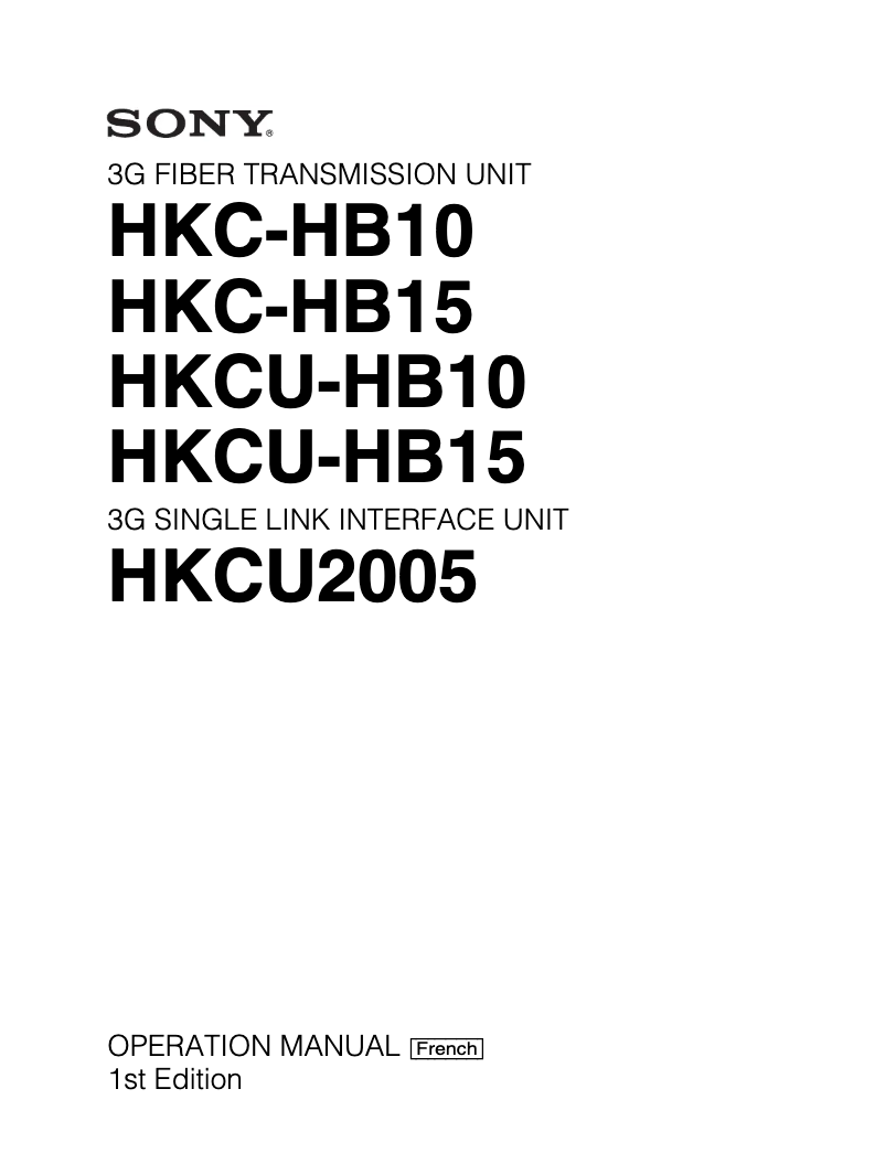 Page n°1 - Manuel utilisateur Sony HKCU2005
