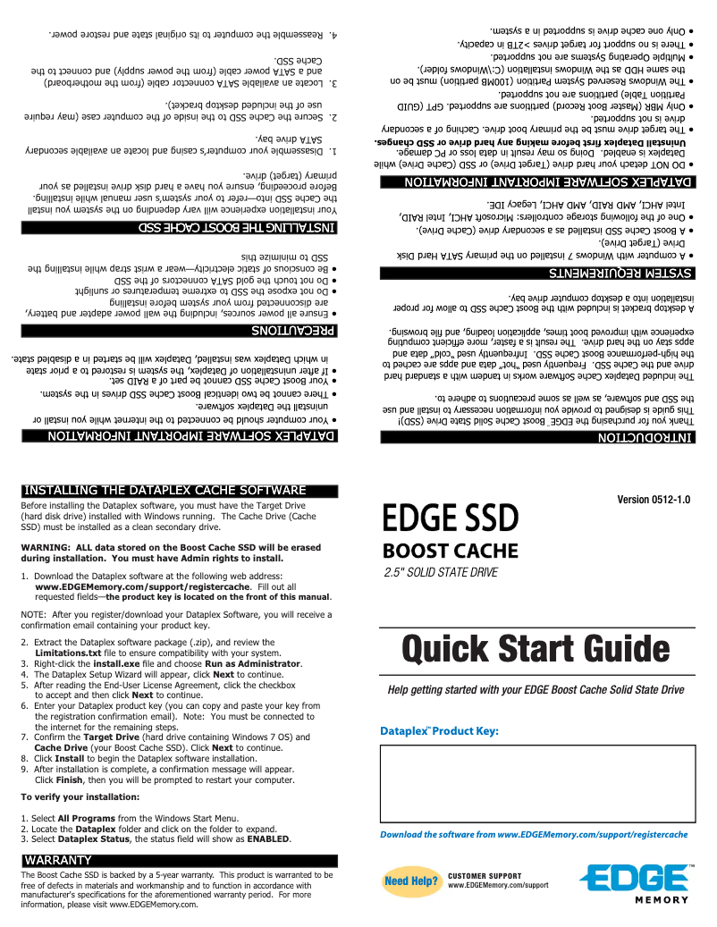 Page n°1 - Manuel utilisateur Edge Boost Cache SSD