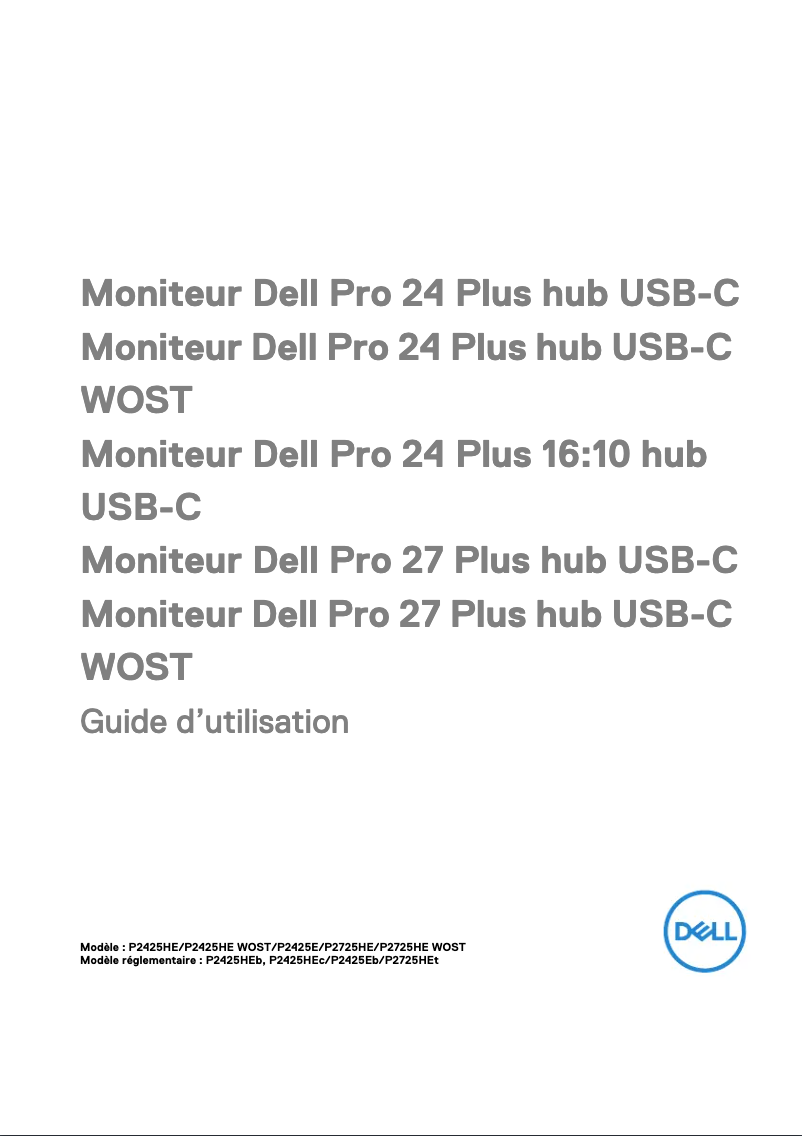 Page 1 de la notice Manuel utilisateur Dell P2425HE