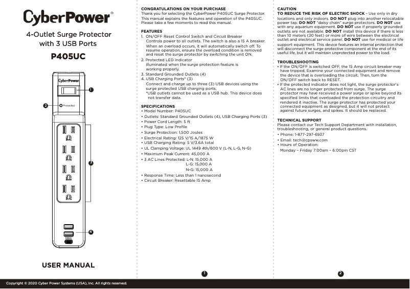 Page 1 de la notice Manuel utilisateur CyberPower Home Office P405UC