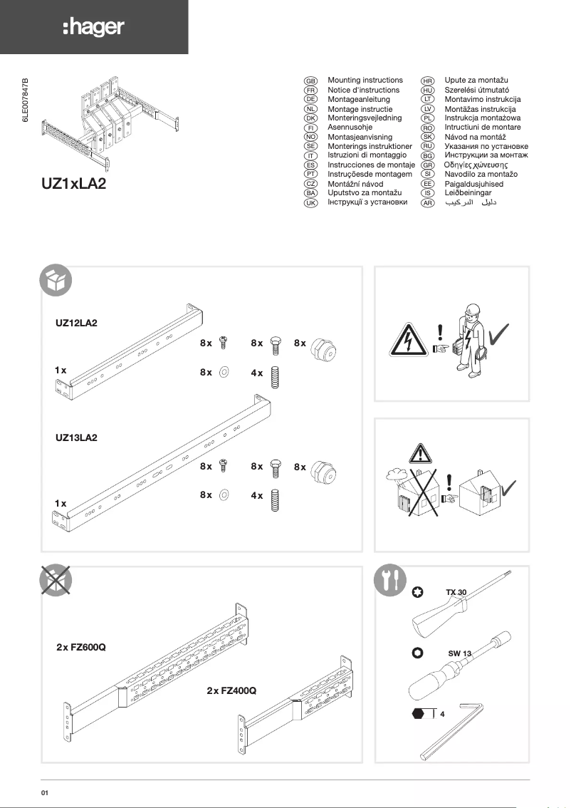 Page 1 de la notice Manuel utilisateur Hager UZ12LA2