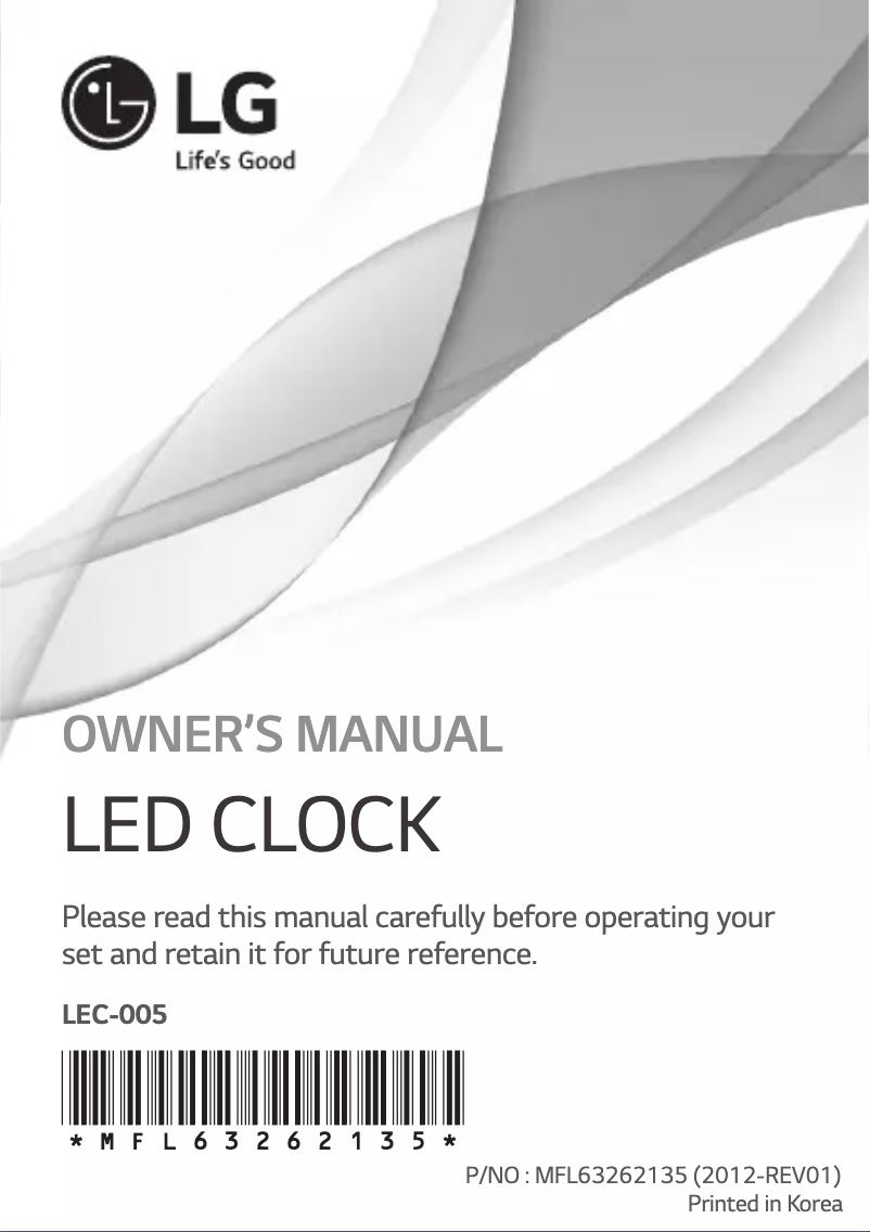 Page 1 of the manual User Manual LG LEC-005