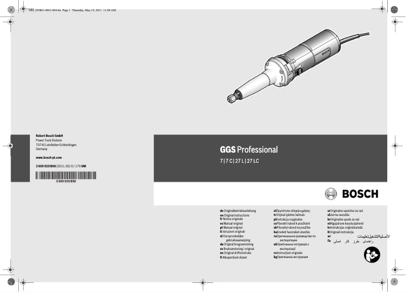 Page 1 de la notice Manuel utilisateur Bosch GGS 27 LC Professional