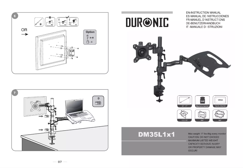 Page 1 de la notice Manuel utilisateur Duronic DM35L1X1