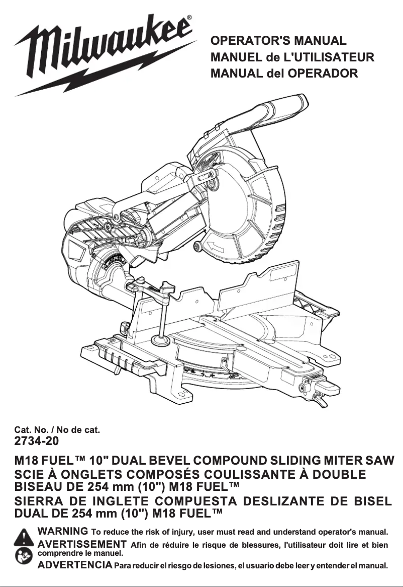 Image de la première page du manuel de l'appareil M18 Fuel 2734-21HD