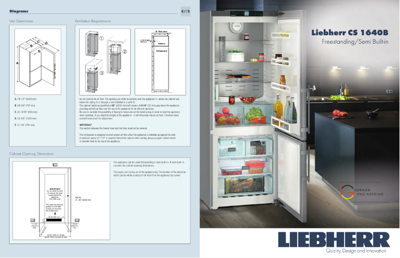 Page 1 de la notice Fiche technique Liebherr CS-1640B