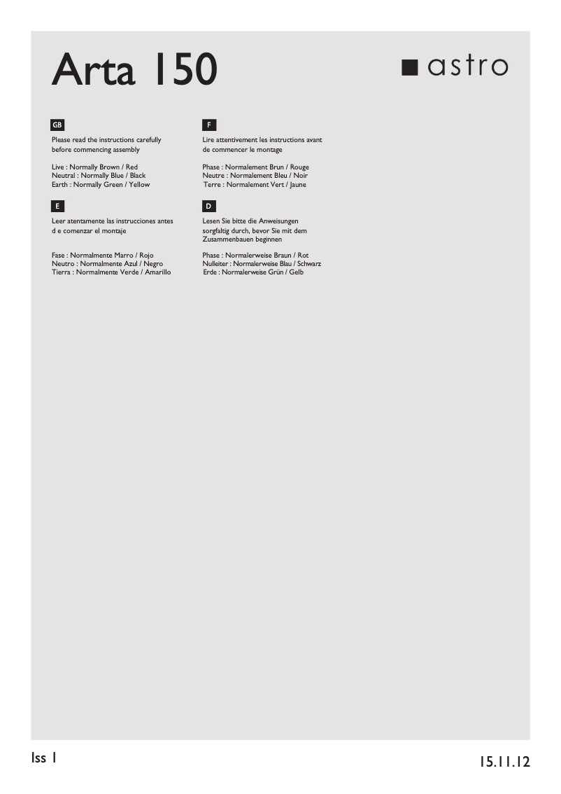 Page 1 de la notice Manuel utilisateur Astro Arta