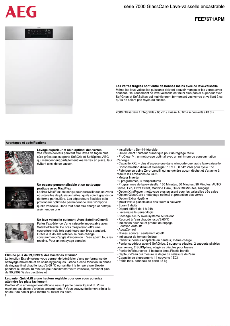 Image de la première page du manuel de l'appareil FEE7671APM