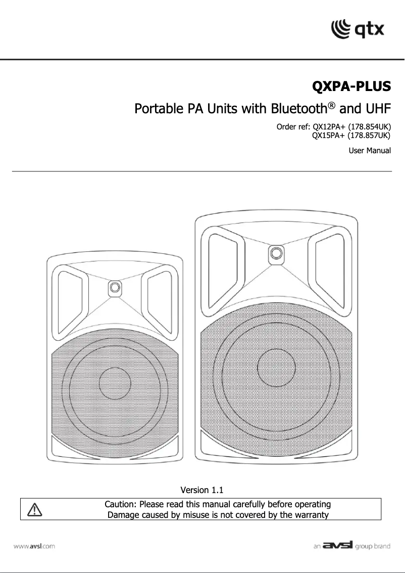 Page n°1 - Manuel utilisateur Qtx QX15PA+