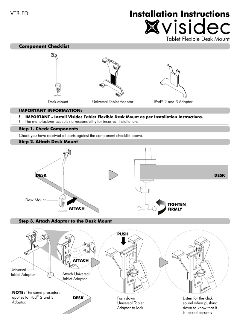 Page 1 de la notice Manuel utilisateur Atdec VTB-FD