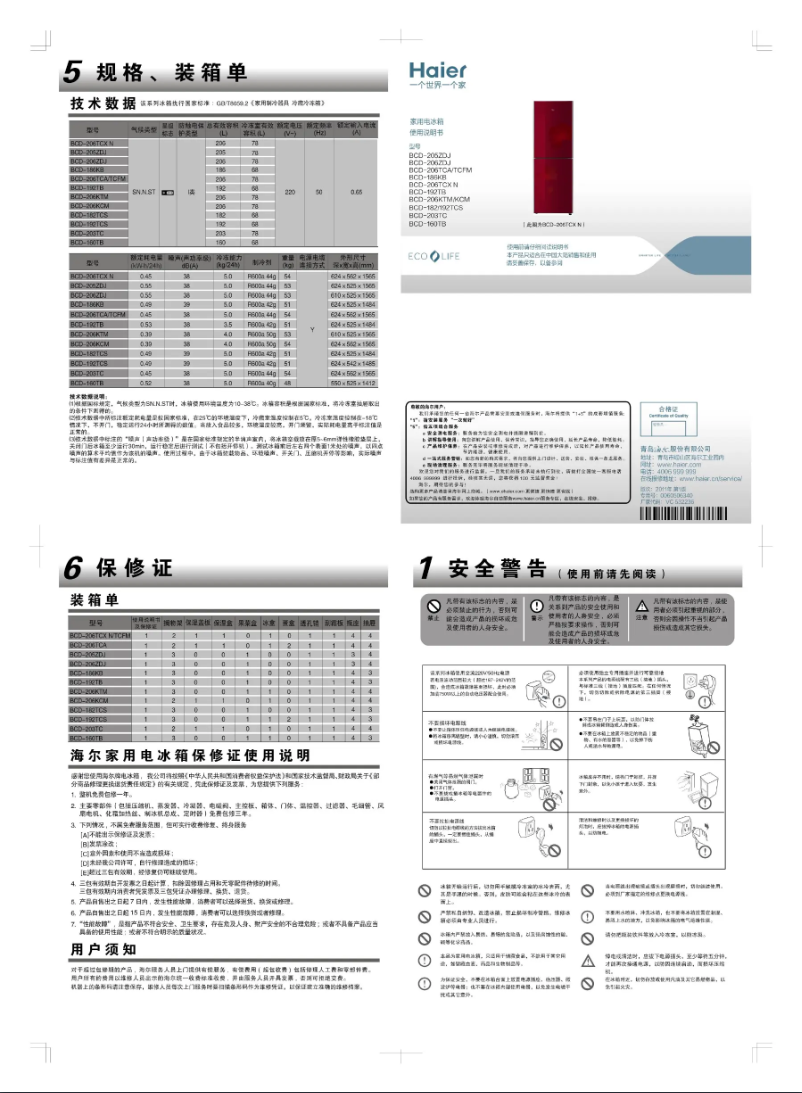 Página 1 del manual Manual de usuario Haier BCD-182TCS