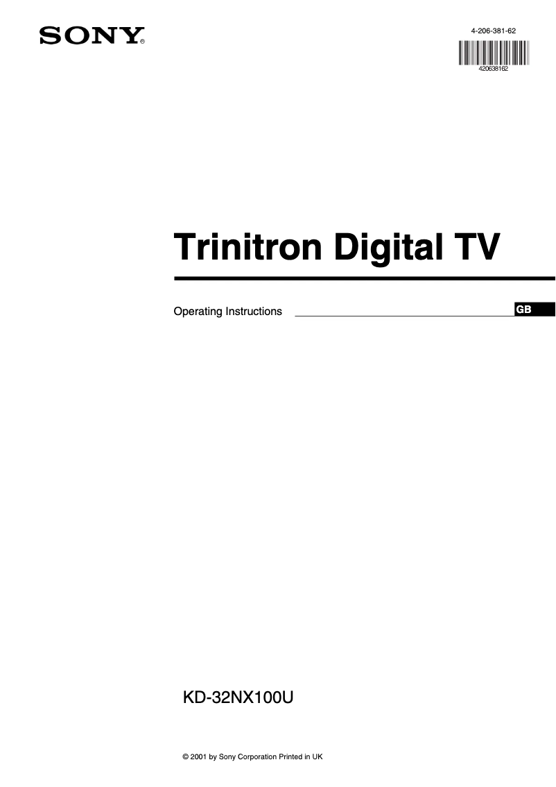 Página 1 del manual Manual de usuario Sony KD-32NX100U