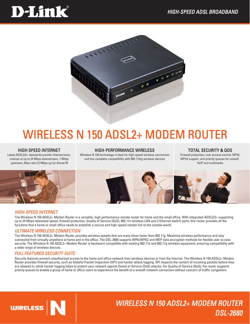 Page 1 de la notice Fiche technique D-Link DSL-2680