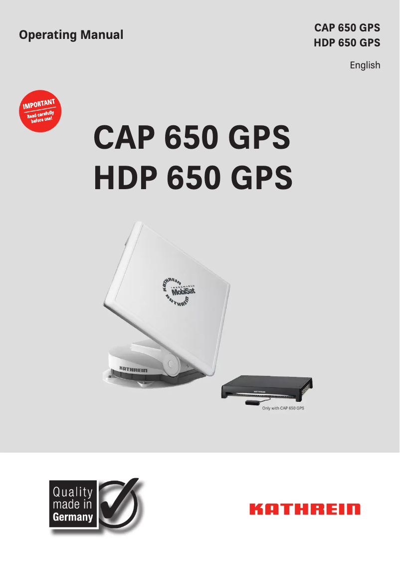 Page 1 de la notice Manuel utilisateur Kathrein HDP 650 GPS