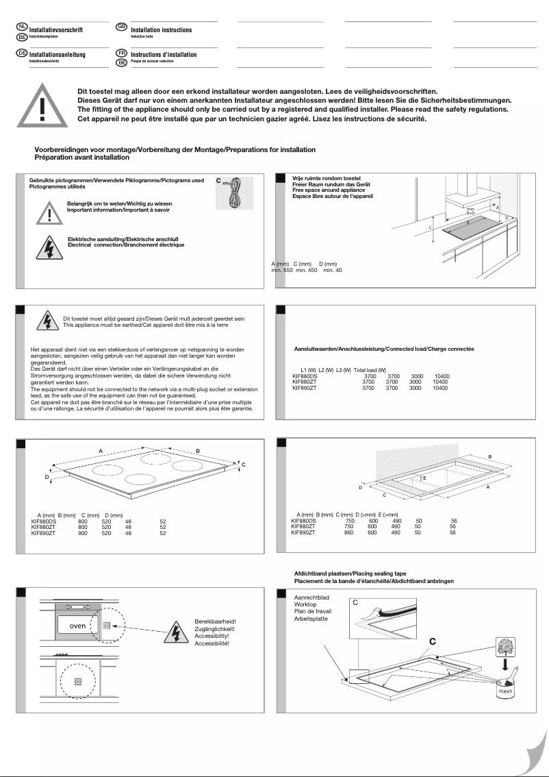 Page 1 de la notice Guide d'installation Etna KIF880DS