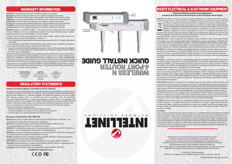 Page 1 de la notice Manuel utilisateur Intellinet 525268