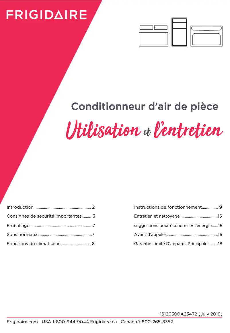 Page n°1 - Manuel utilisateur Frigidaire FFRA062WA1
