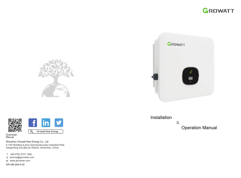 Page 1 de la notice Manuel utilisateur Growatt MOD 9000TL3-XH