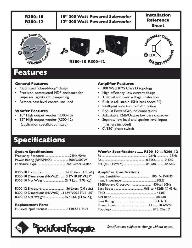 Página 1 del manual Manual de usuario Rockford Fosgate Prime R300-12