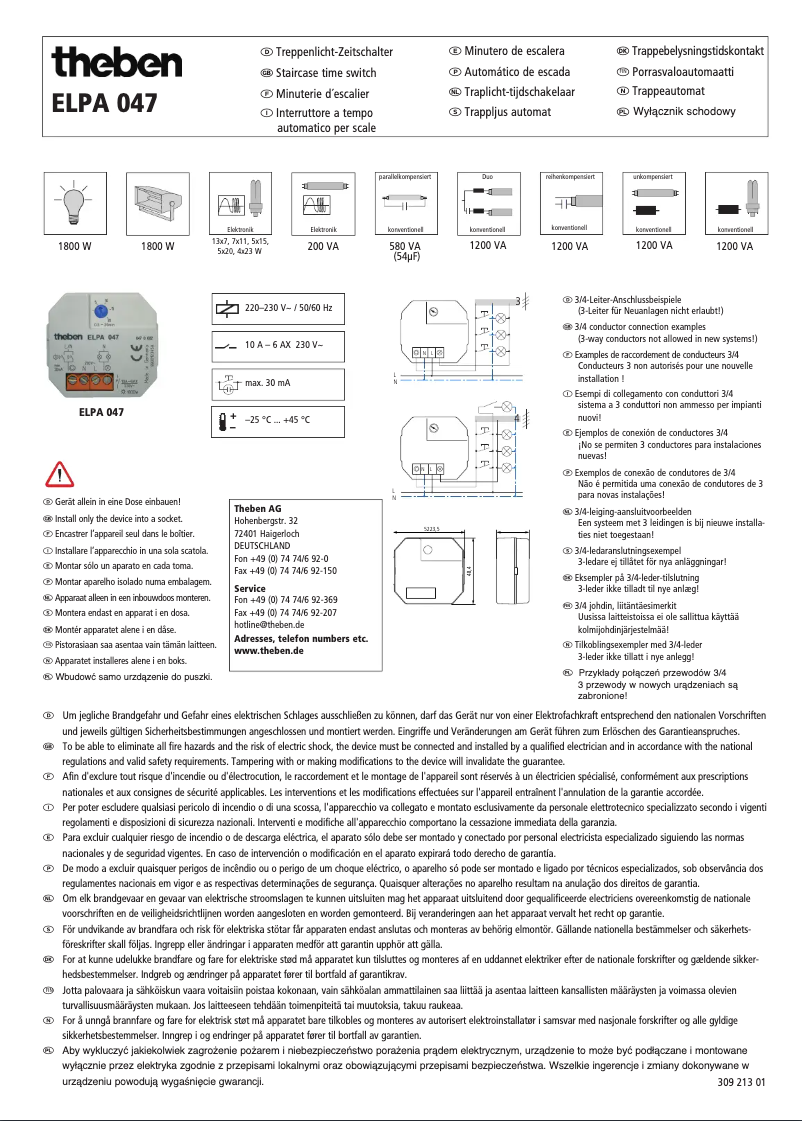 Page n°1 - Manuel utilisateur Theben ELPA 047