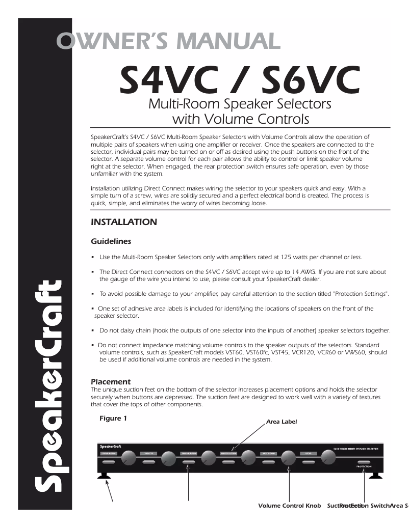 Page 1 de la notice Manuel utilisateur SpeakerCraft S6VC