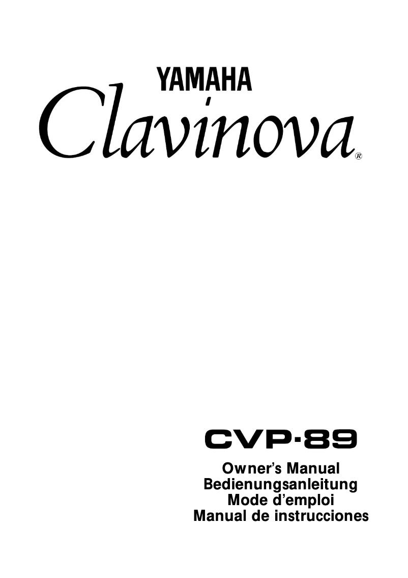 Page n°1 - Manuel utilisateur Yamaha Clavinova CVP-89