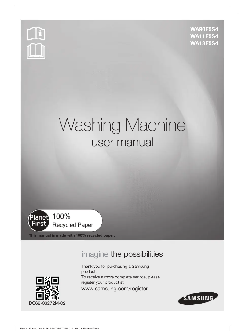 Page 1 de la notice Manuel utilisateur Samsung WA13F5S4UWA