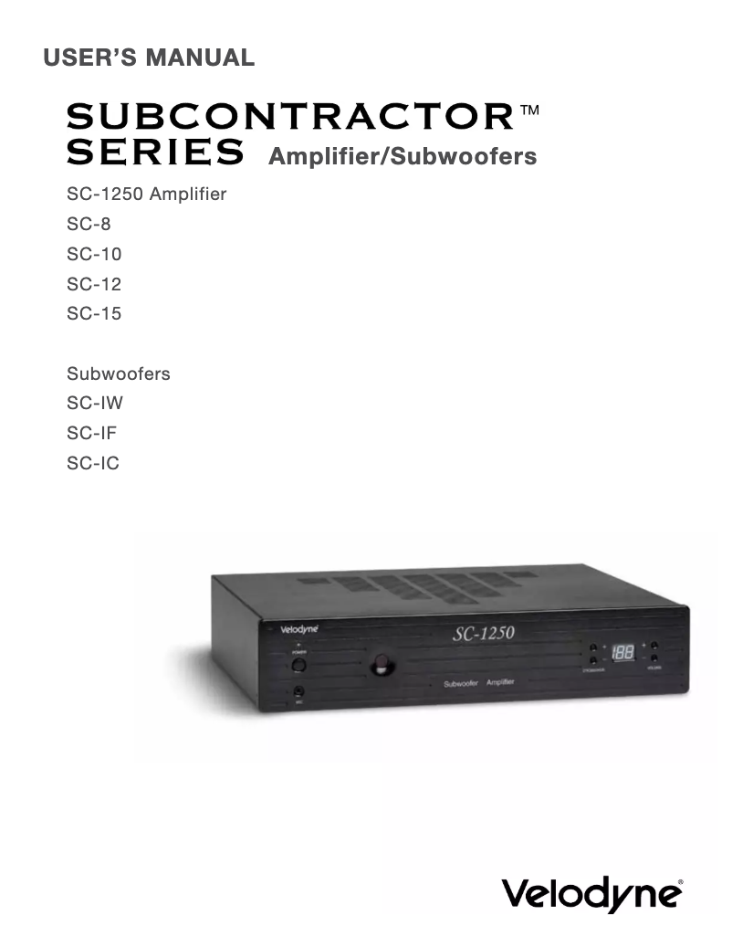 Page 1 de la notice Manuel utilisateur Velodyne SC-IC