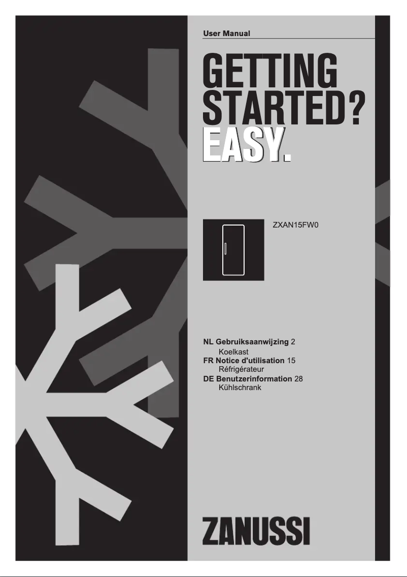 Page 1 de la notice Manuel utilisateur AEG ZXAN15FW0