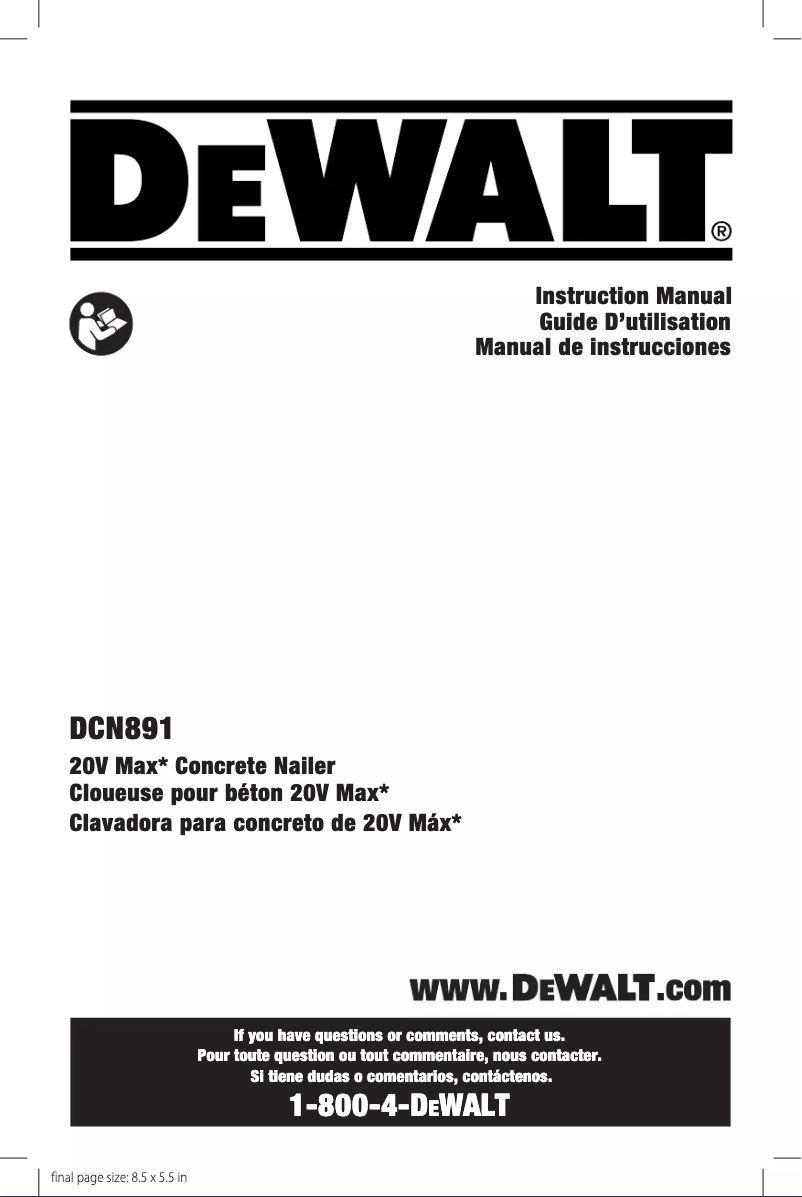 Page n°1 - Manuel utilisateur DeWalt DCN891P2